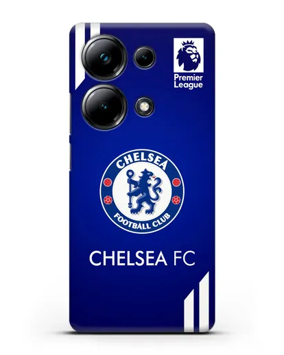 Чехол с логотипом ФК Челси с синим фоном силиконовый для Xiaomi Poco M6 Pro