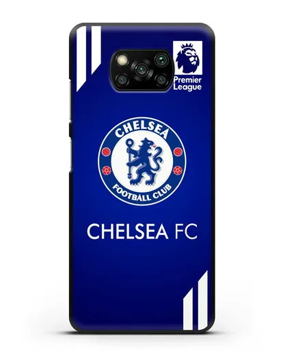 Чехол с логотипом ФК Челси с синим фоном силиконовый для Xiaomi Poco X3 Pro
