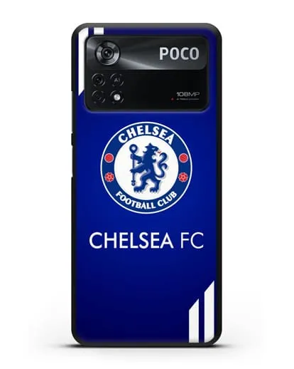 Чехол с логотипом ФК Челси с синим фоном силиконовый для Xiaomi Poco X4 Pro