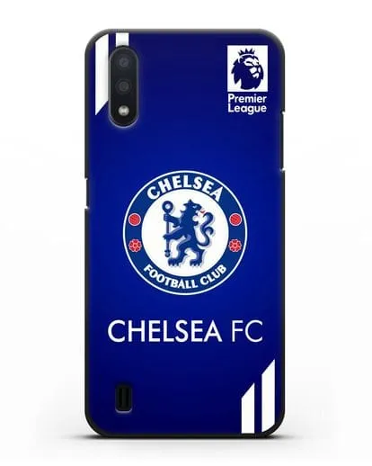 Чехол с логотипом ФК Челси с синим фоном силиконовый для Samsung Galaxy A01 [SM-A015F]