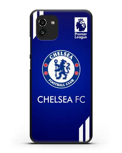 Чехол с логотипом ФК Челси с синим фоном силиконовый для Samsung Galaxy A03 [SM-A035]