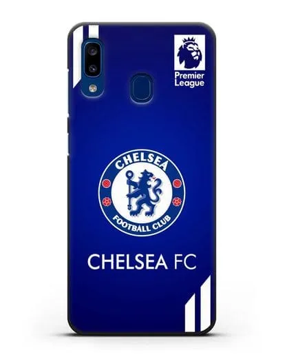 Чехол с логотипом ФК Челси с синим фоном силиконовый для Samsung Galaxy A20 [SM-A205FN]