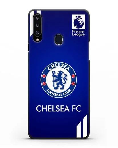 Чехол с логотипом ФК Челси с синим фоном силиконовый для Samsung Galaxy A20s [SM-A207FN]