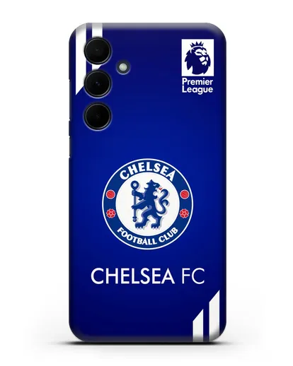 Чехол с логотипом ФК Челси с синим фоном силиконовый для Samsung Galaxy A55 [SM-A556]