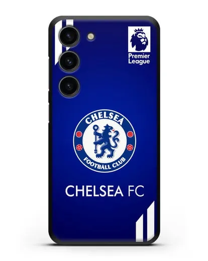 Чехол с логотипом ФК Челси с синим фоном силиконовый для Samsung Galaxy S23 [SM-S911]