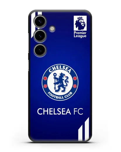 Чехол с логотипом ФК Челси с синим фоном силиконовый для Samsung Galaxy S24