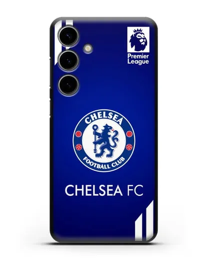 Чехол с логотипом ФК Челси с синим фоном силиконовый для Samsung Galaxy S24 Plus