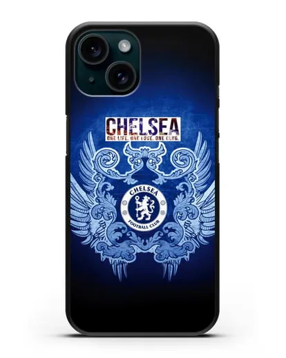 Чехол с рисунком Челси One Life. One Love. One club силиконовый для iPhone 15