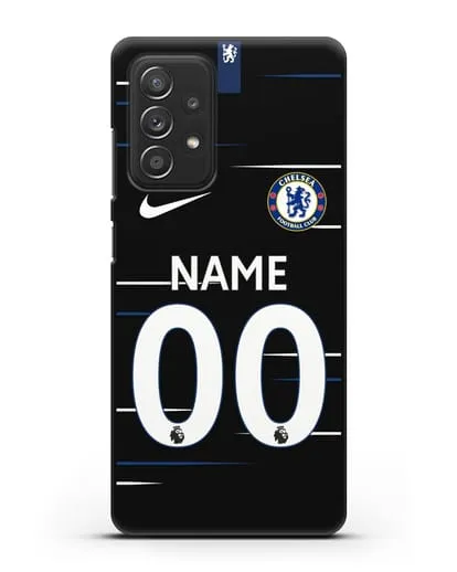Именной чехол Челси с фамилией и номером (сезон 2018-2019) черная форма силиконовый для Samsung Galaxy A53