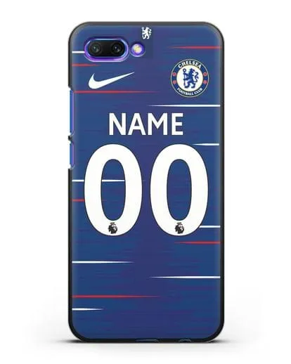 Именной чехол Челси с фамилией и номером (сезон 2018-2019) синяя форма силиконовый для Honor 10
