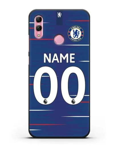 Именной чехол Челси с фамилией и номером (сезон 2018-2019) синяя форма силиконовый для Honor 10 Lite