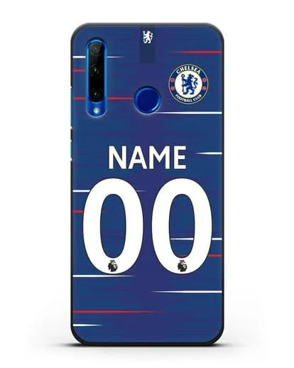 Именной чехол Челси с фамилией и номером (сезон 2018-2019) синяя форма силиконовый для Honor 10i
