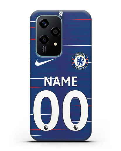 Именной чехол Челси с фамилией и номером (сезон 2018-2019) синяя форма силиконовый для Honor 200 Lite