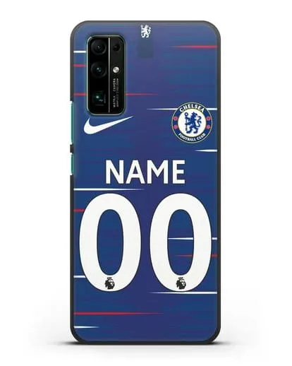 Именной чехол Челси с фамилией и номером (сезон 2018-2019) синяя форма силиконовый для Honor 30