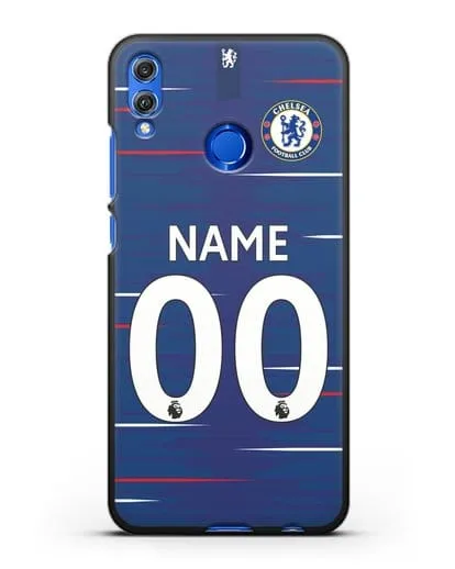 Именной чехол Челси с фамилией и номером (сезон 2018-2019) синяя форма силиконовый для Honor 8X