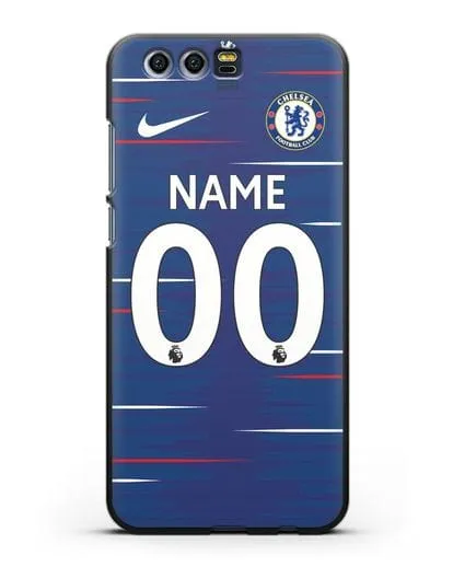 Именной чехол Челси с фамилией и номером (сезон 2018-2019) синяя форма силиконовый для Honor 9