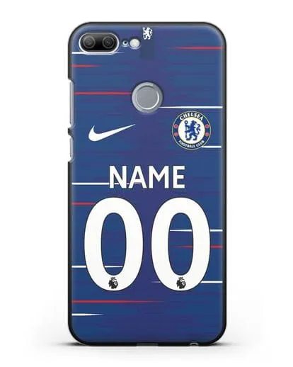 Именной чехол Челси с фамилией и номером (сезон 2018-2019) синяя форма силиконовый для Honor 9 Lite
