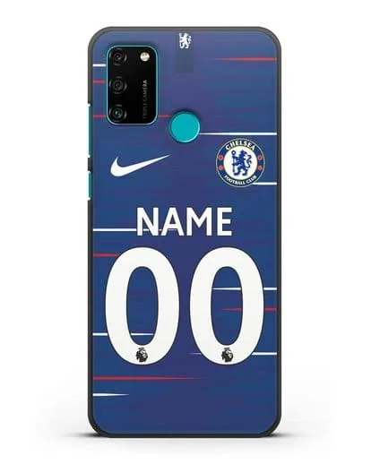 Именной чехол Челси с фамилией и номером (сезон 2018-2019) синяя форма силиконовый для Honor 9A