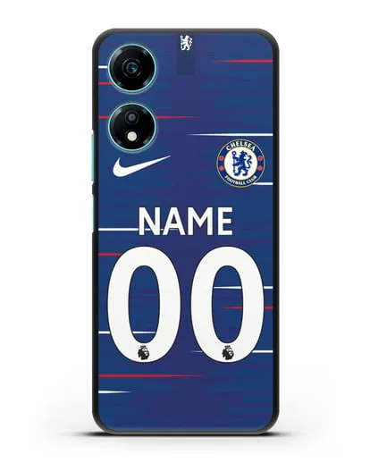 Именной чехол Челси с фамилией и номером (сезон 2018-2019) синяя форма силиконовый для Honor X5 Plus
