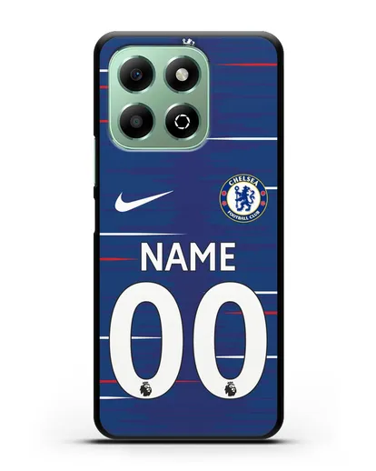 Именной чехол Челси с фамилией и номером (сезон 2018-2019) синяя форма силиконовый для Honor X6b