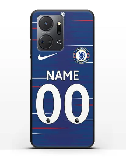 Именной чехол Челси с фамилией и номером (сезон 2018-2019) синяя форма силиконовый для Honor X7a