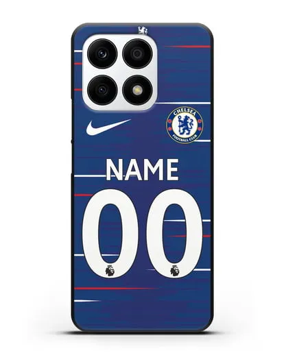 Именной чехол Челси с фамилией и номером (сезон 2018-2019) синяя форма силиконовый для Honor X8a