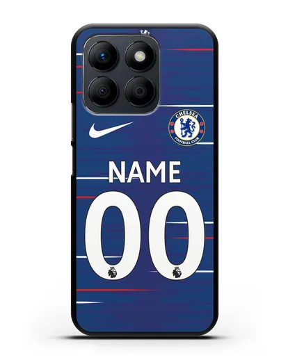 Именной чехол Челси с фамилией и номером (сезон 2018-2019) синяя форма силиконовый для Honor X8b