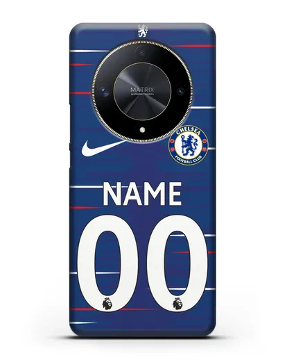 Именной чехол Челси с фамилией и номером (сезон 2018-2019) синяя форма силиконовый для Honor X9b