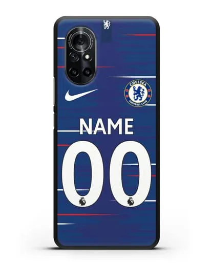 Именной чехол Челси с фамилией и номером (сезон 2018-2019) синяя форма силиконовый для Huawei Nova 8