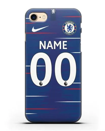 Именной чехол Челси с фамилией и номером (сезон 2018-2019) синяя форма силиконовый для iPhone 7