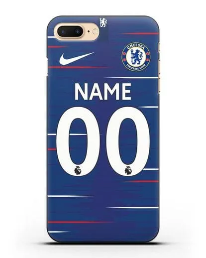 Именной чехол Челси с фамилией и номером (сезон 2018-2019) синяя форма силиконовый для iPhone 8 Plus