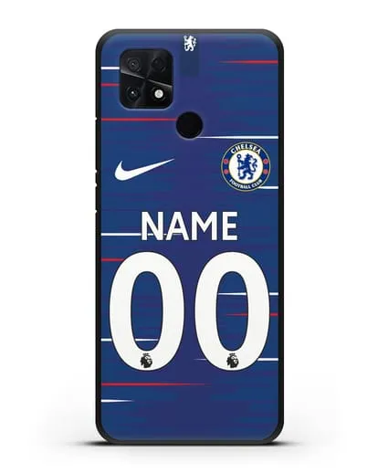 Именной чехол Челси с фамилией и номером (сезон 2018-2019) синяя форма силиконовый для Xiaomi Poco C40