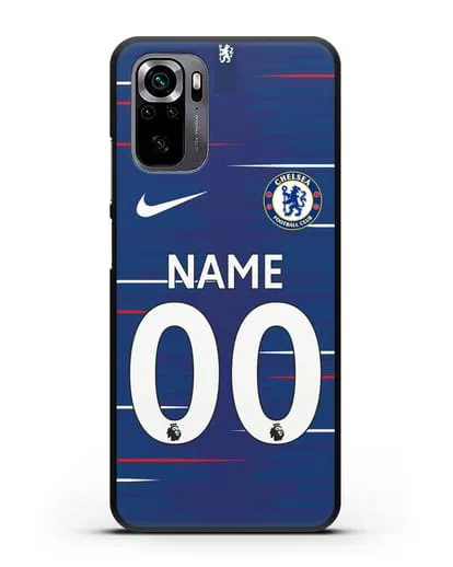 Именной чехол Челси с фамилией и номером (сезон 2018-2019) синяя форма силиконовый для Xiaomi Poco M5s