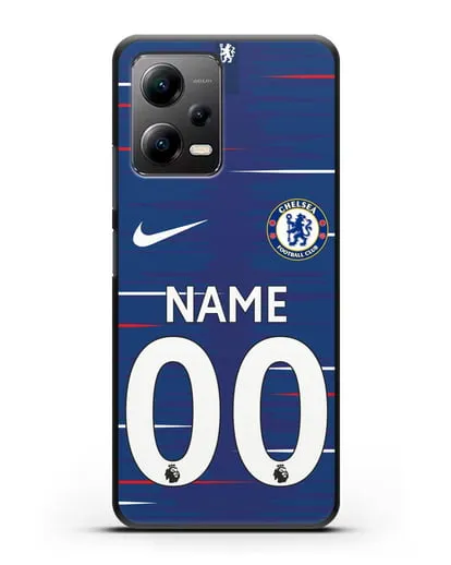 Именной чехол Челси с фамилией и номером (сезон 2018-2019) синяя форма силиконовый для Xiaomi Poco X5