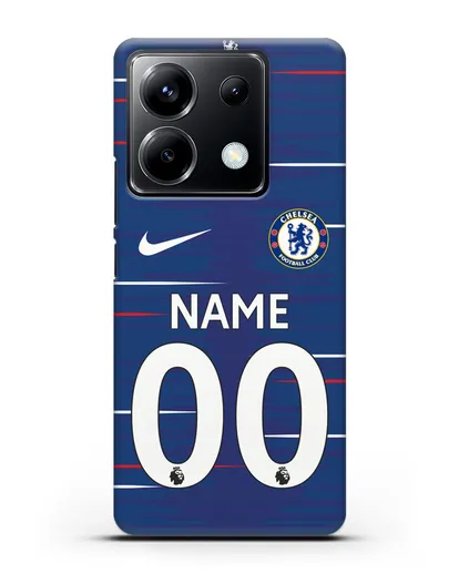Именной чехол Челси с фамилией и номером (сезон 2018-2019) синяя форма силиконовый для Xiaomi Poco X6