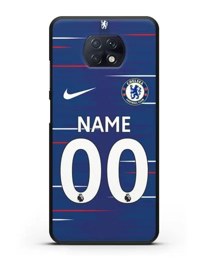 Именной чехол Челси с фамилией и номером (сезон 2018-2019) синяя форма силиконовый для Xiaomi Redmi Note 9T
