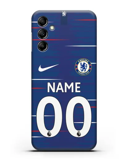 Именной чехол Челси с фамилией и номером (сезон 2018-2019) синяя форма силиконовый для Samsung Galaxy A14 [SM-A145]