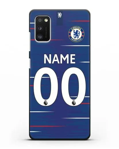 Именной чехол Челси с фамилией и номером (сезон 2018-2019) синяя форма силиконовый для Samsung Galaxy A41 [SM-A415F]