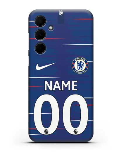 Именной чехол Челси с фамилией и номером (сезон 2018-2019) синяя форма силиконовый для Samsung Galaxy A55 [SM-A556]