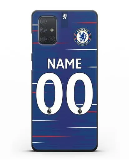 Именной чехол Челси с фамилией и номером (сезон 2018-2019) синяя форма силиконовый для Samsung Galaxy A71 [SM-A715F]