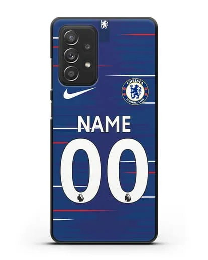 Именной чехол Челси с фамилией и номером (сезон 2018-2019) синяя форма силиконовый для Samsung Galaxy A53