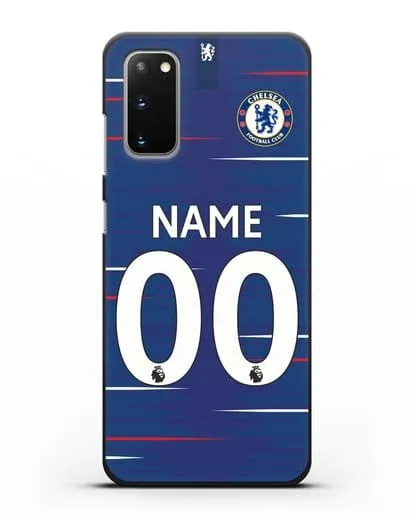 Именной чехол Челси с фамилией и номером (сезон 2018-2019) синяя форма силиконовый для Samsung Galaxy S20 [SM-G980F]