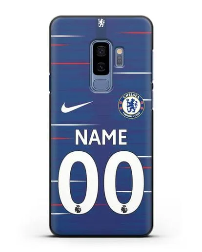 Именной чехол Челси с фамилией и номером (сезон 2018-2019) синяя форма силиконовый для Samsung Galaxy S9 Plus [SM-G965F]