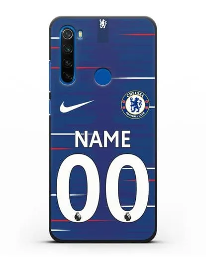 Именной чехол Челси с фамилией и номером (сезон 2018-2019) синяя форма силиконовый для Xiaomi Redmi Note 8