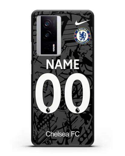 Именной чехол Челси с фамилией и номером (сезон 2019-2020) черная форма силиконовый для Xiaomi Poco F5 Pro