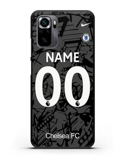 Именной чехол Челси с фамилией и номером (сезон 2019-2020) черная форма силиконовый для Xiaomi Poco M5s