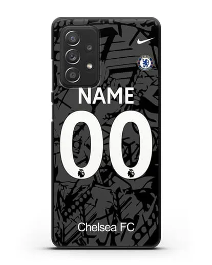 Именной чехол Челси с фамилией и номером (сезон 2019-2020) черная форма силиконовый для Samsung Galaxy A53