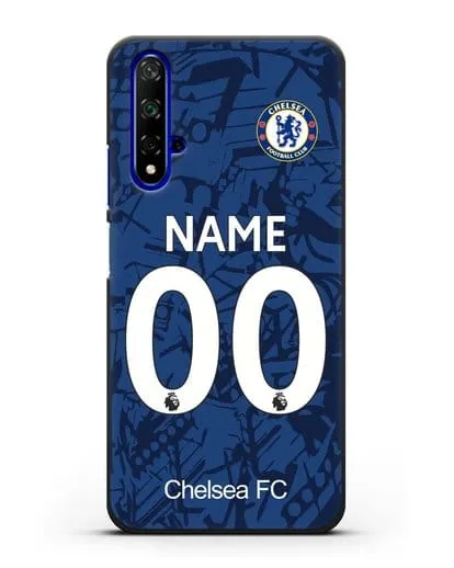Именной чехол Челси с фамилией и номером (сезон 2019-2020) синяя форма силиконовый для Honor 20