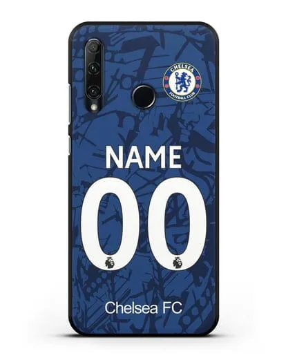 Именной чехол Челси с фамилией и номером (сезон 2019-2020) синяя форма силиконовый для Honor 20e