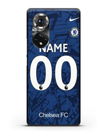 Именной чехол Челси с фамилией и номером (сезон 2019-2020) синяя форма силиконовый для Honor 50
